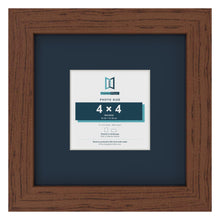 Dark Teak 8 x 8 inch picture frame with a Pacific Blue mount for a 4 x 4 inch photo