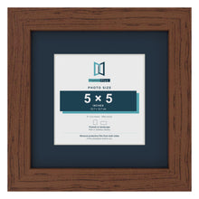 Dark Teak 8 x 8 inch picture frame with a Pacific Blue mount for a 5 x 5 inch photo