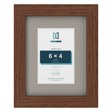 Dark Teak 9 x 7 inch picture frame with a Dawn Grey mount for a 6 x 4 inch photo