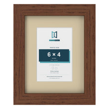 Dark Teak 9 x 7 inch picture frame with an ivory mount for a 6 x 4 inch photo