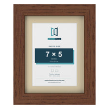 Dark Teak 9 x 7 inch picture frame with an ivory mount for a 7 x 5 inch photo