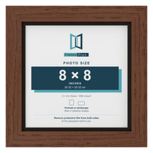 Dark Teak 9 x 9 inch picture frame with a black mount for an 8 x 8 inch photo
