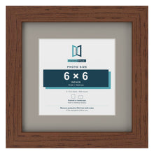 Dark Teak 9 x 9 inch picture frame with a Dawn Grey mount for a 6 x 6 inch photo