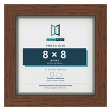 Dark Teak 9 x 9 inch picture frame with a Dawn Grey mount for an 8 x 8 inch photo