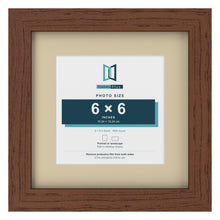 Dark Teak 9 x 9 inch picture frame with an ivory mount for a 6 x 6 inch photo