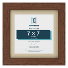 Dark Teak 9 x 9 inch picture frame with an ivory mount for a 7 x 7 inch photo