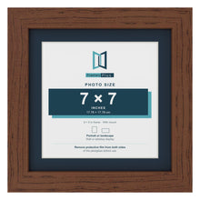 Dark Teak 9 x 9 inch picture frame with a Pacific Blue mount for a 7 x 7 inch photo
