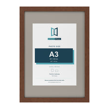 Dark Teak A2 picture frame with a Dawn Grey mount for an A3 photo