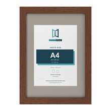 Dark Teak A3 picture frame with a Dawn Grey mount for an A4 photo