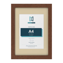 Dark Teak A3 picture frame with an ivory mount for an A4 photo