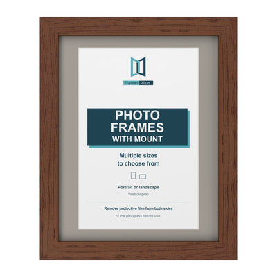 Classic Range Dark Teak Picture, Photo & Poster Frame with Dawn Grey Mount