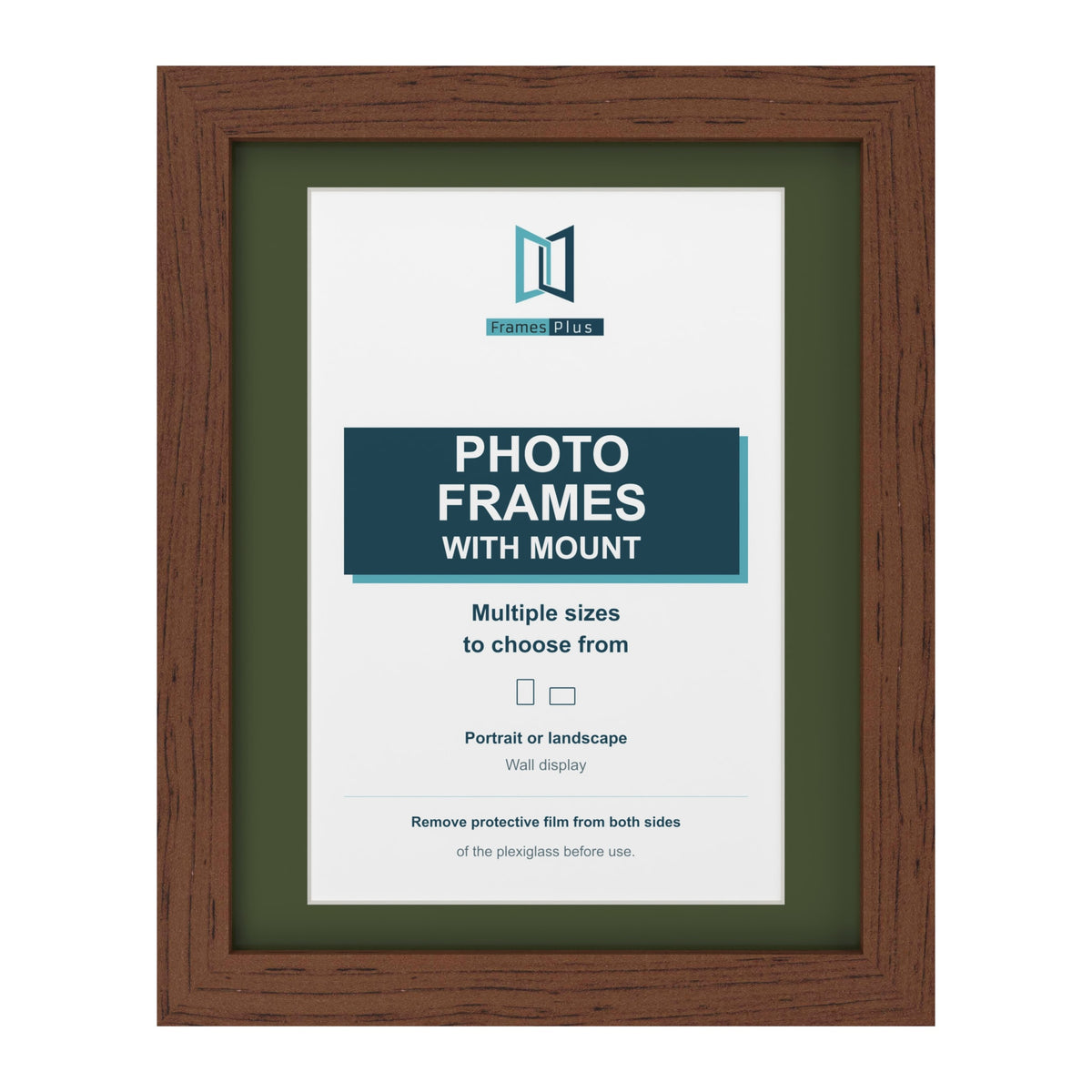 Dark Teak picture frame with a green mount