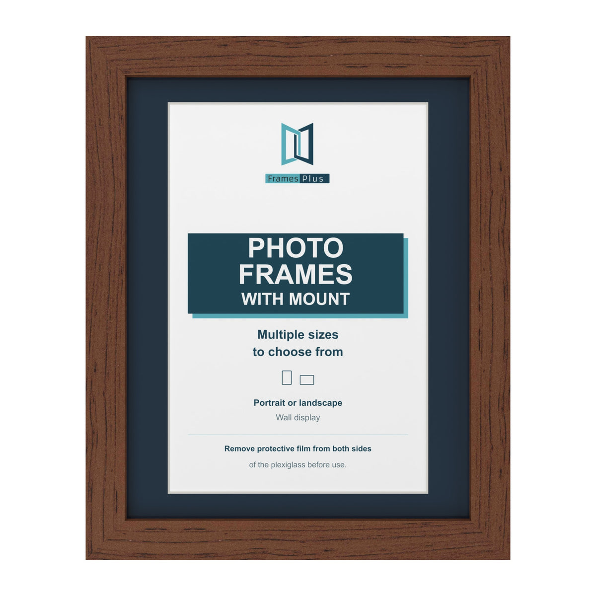 Dark Teak picture frame with a Pacific Blue mount