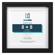 Devon Black 10 x 10 inch picture frame with a white mount for an 8 x 8 inch photo