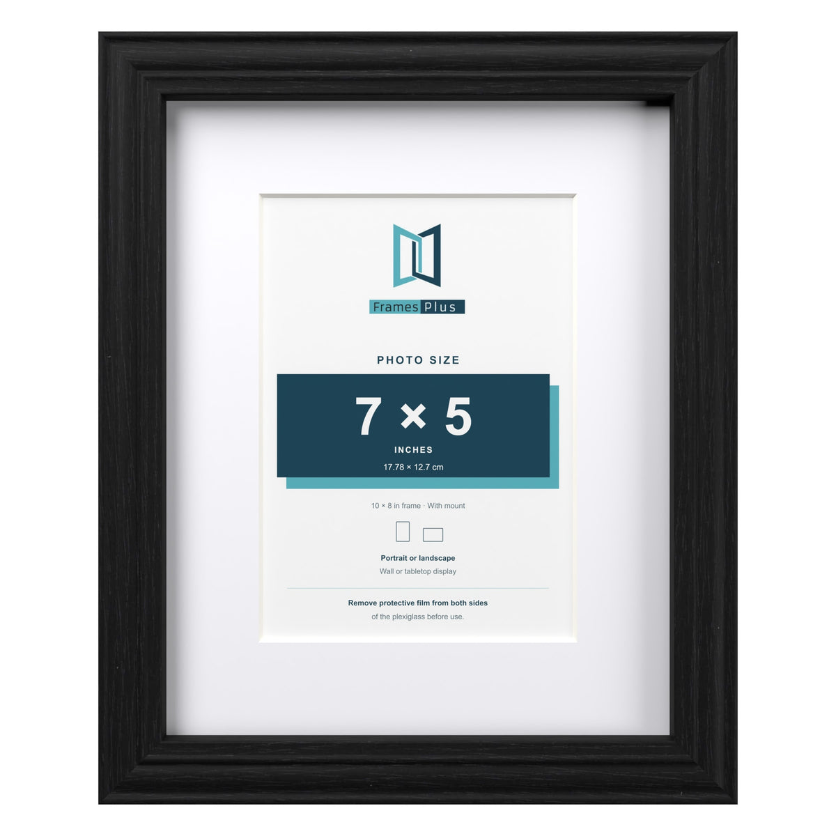 Devon Black 10 x 8 inch picture frame with a white mount for a 7 x 5 inch photo