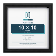 Devon Black 11 x 11 inch picture frame with a white mount for a 10 x 10 inch photo