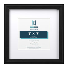 Devon Black 11 x 11 inch picture frame with a white mount for a 7 x 7 inch photo