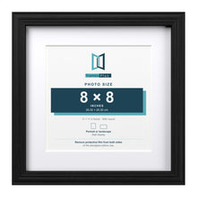 Devon Black 11 x 11 inch picture frame with a white mount for an 8 x 8 inch photo