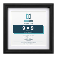 Devon Black 11 x 11 inch picture frame with a white mount for a 9 x 9 inch photo