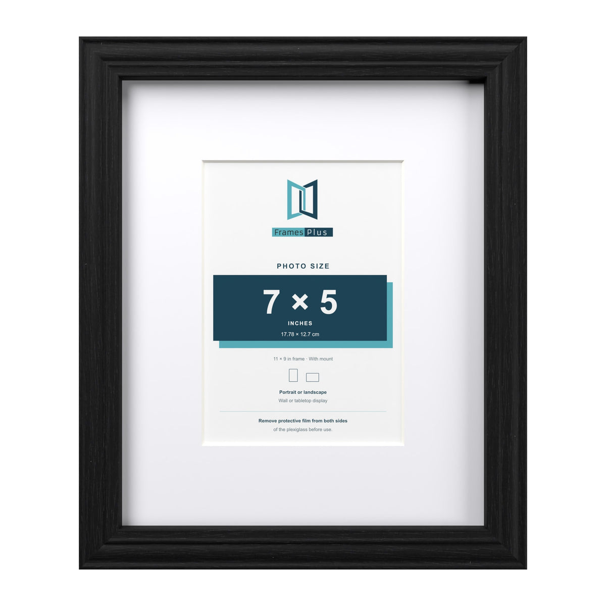 Devon Black 11 x 9 inch picture frame with a white mount for a 7 x 5 inch photo