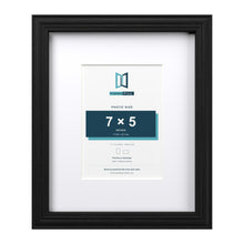 Devon Black 11 x 9 inch picture frame with a white mount for a 7 x 5 inch photo