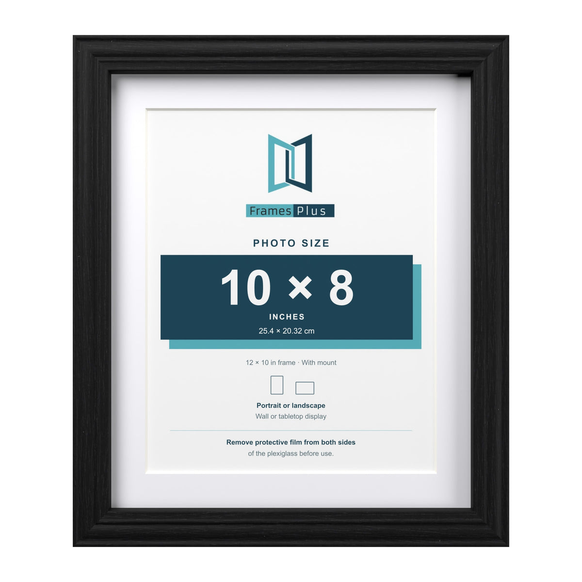 Devon Black 12 x 10 inch picture frame with a white mount for a 10 x 8 inch photo