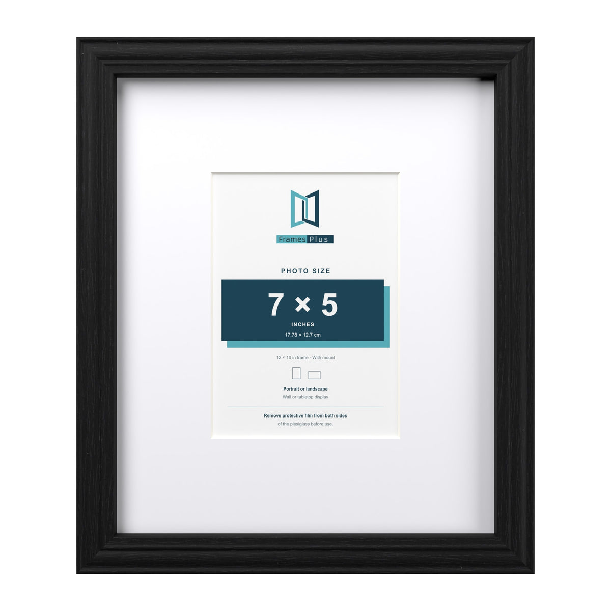 Devon Black 12 x 10 inch picture frame with a white mount for a 7 x 5 inch photo