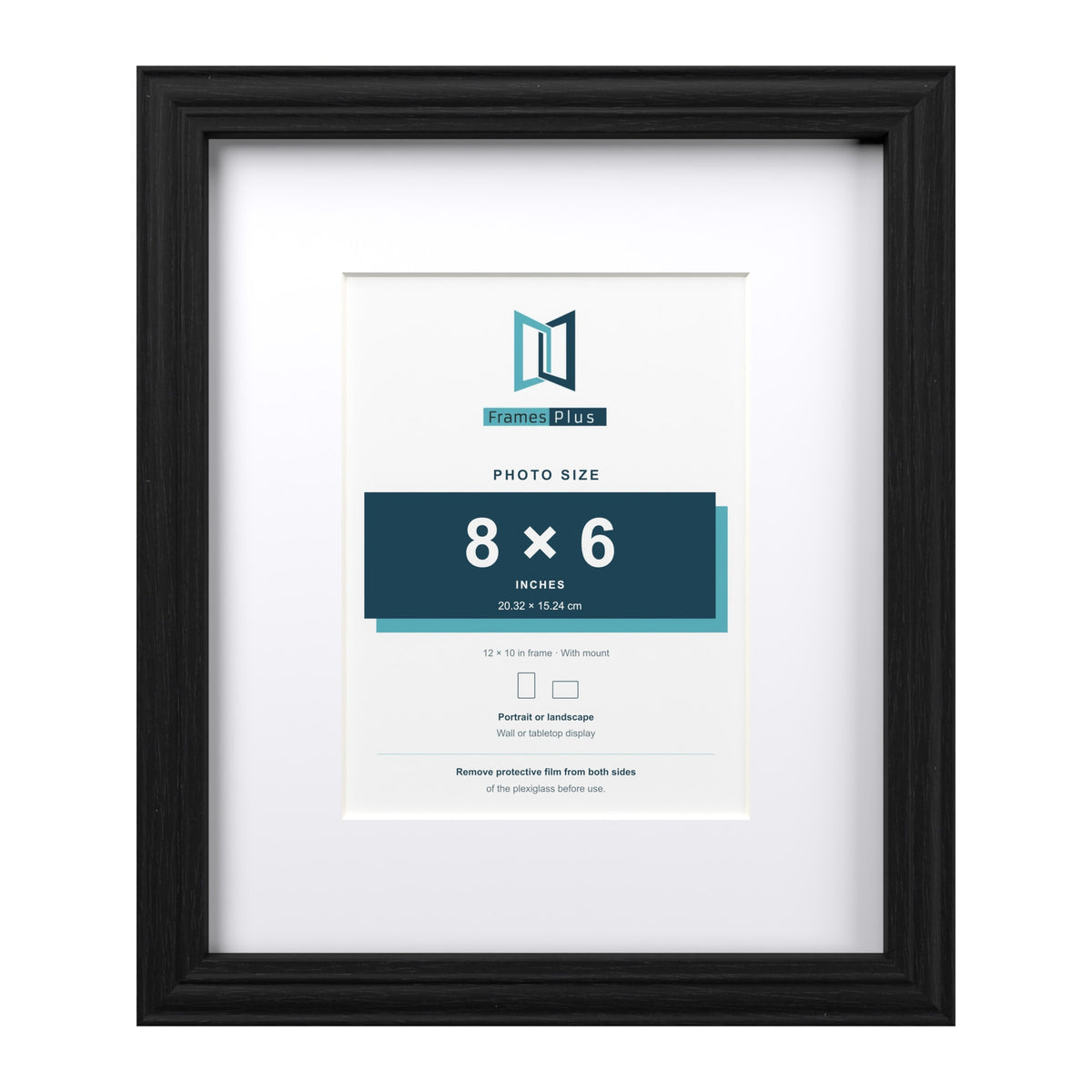 Devon Black 12 x 10 inch picture frame with a white mount for an 8 x 6 inch photo