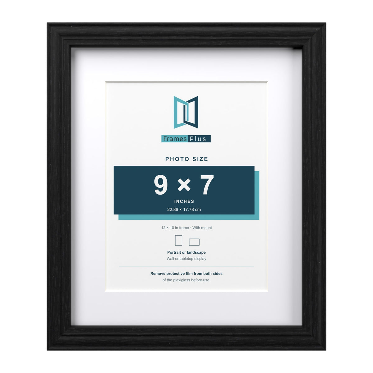 Devon Black 12 x 10 inch picture frame with a white mount for a 9 x 7 inch photo