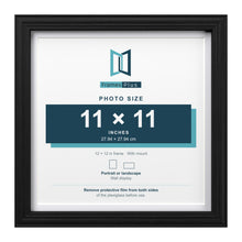Devon Black 12 x 12 inch picture frame with a white mount for an 11 x 11 inch photo