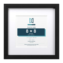 Devon Black 12 x 12 inch picture frame with a white mount for an 8 x 8 inch photo