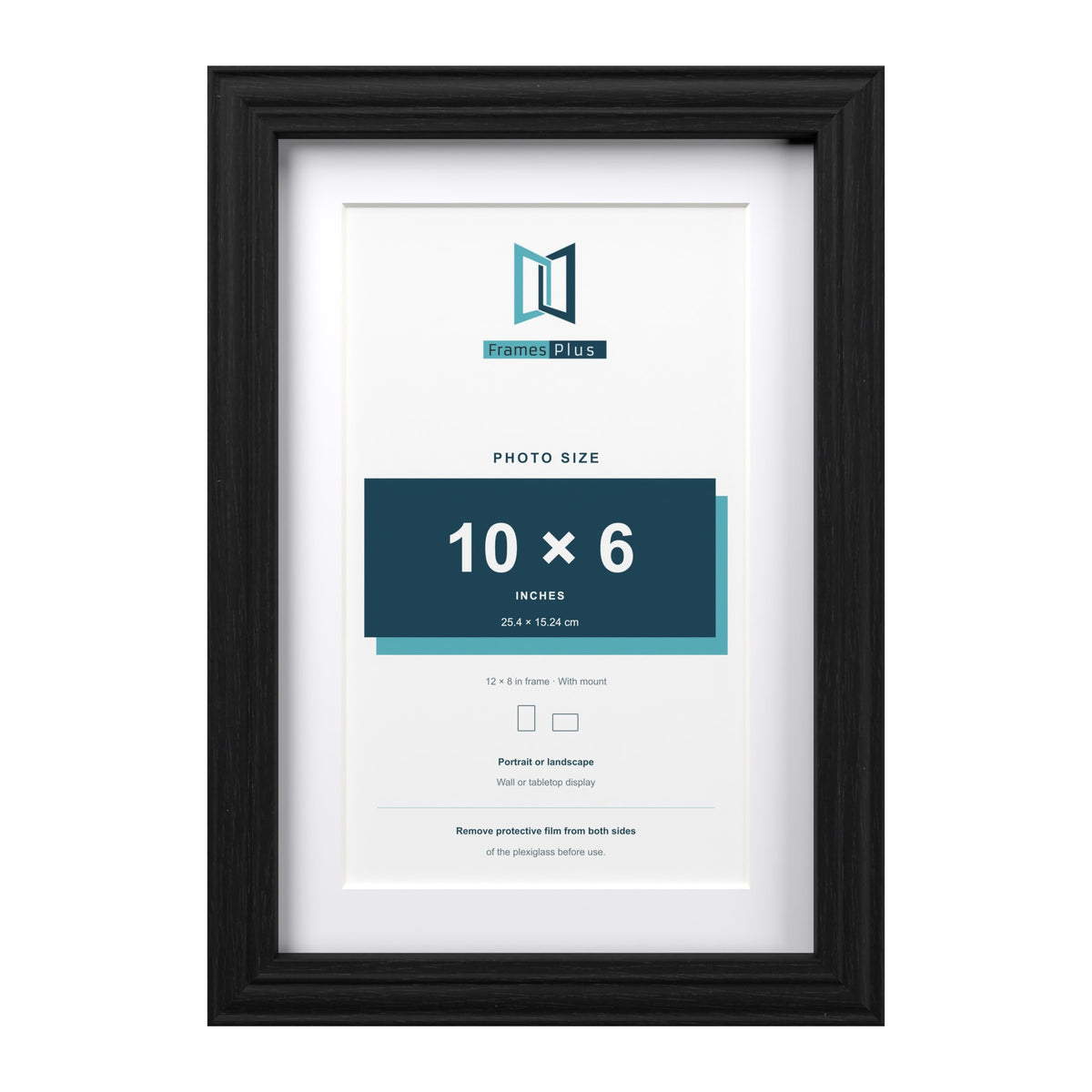 Devon Black 12 x 8 inch picture frame with a white mount for a 10 x 6 inch photo