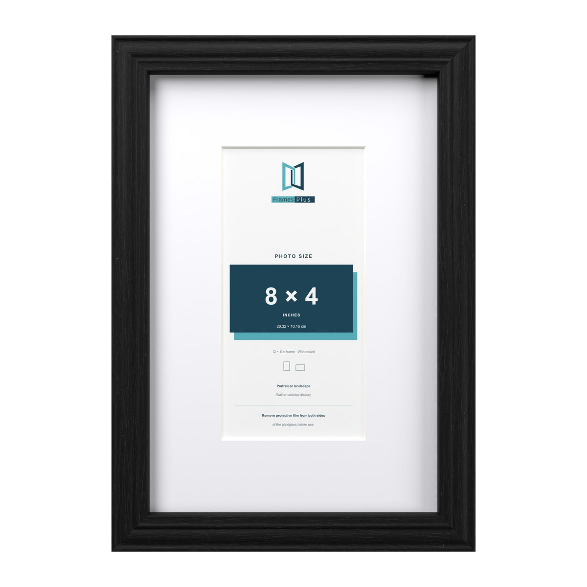 Devon Black 12 x 8 inch picture frame with a white mount for an 8 x 4 inch photo