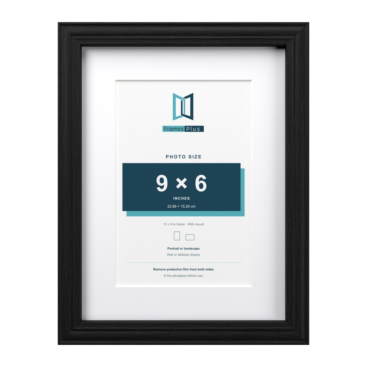 Devon Black 12 x 9 inch picture frame with a white mount for a 9 x 6 inch photo
