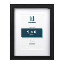 Devon Black 12 x 9 inch picture frame with a white mount for a 9 x 6 inch photo