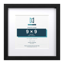 Devon Black 13 x 13 inch picture frame with a white mount for a 9 x 9 inch photo