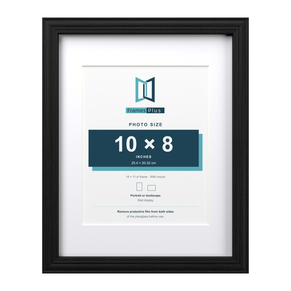 Devon Black 14 x 11 inch picture frame with a white mount for a 10 x 8 inch photo
