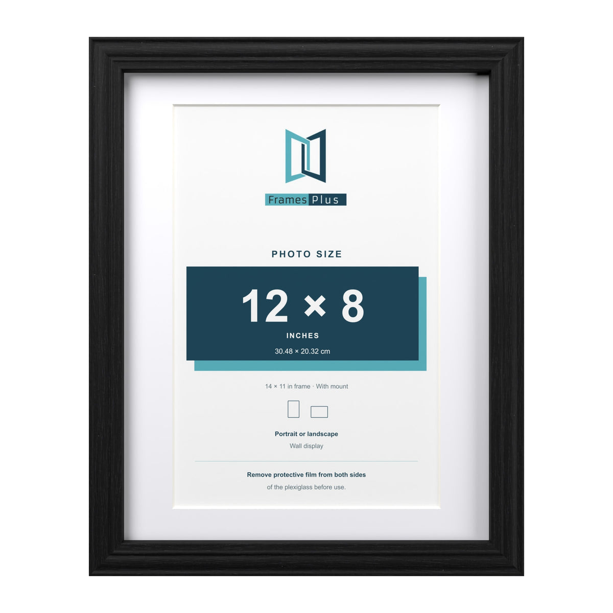 Devon Black 14 x 11 inch picture frame with a white mount for a 12 x 8 inch photo
