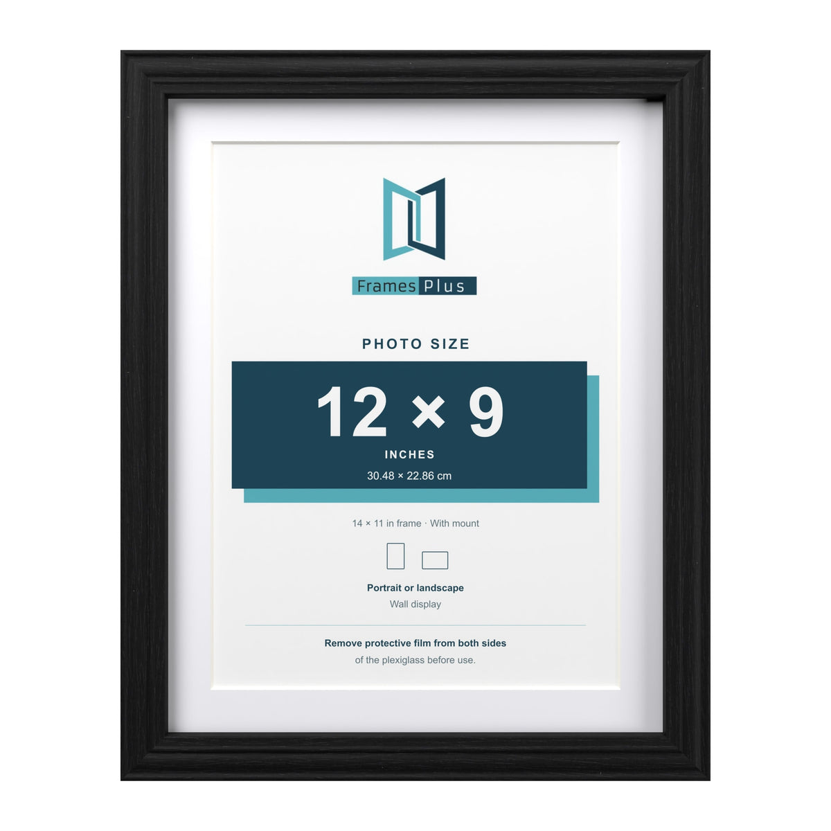 Devon Black 14 x 11 inch picture frame with a white mount for a 12 x 9 inch photo