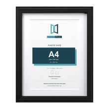 Devon Black 14 x 11 inch picture frame with a white mount for an A4 photo