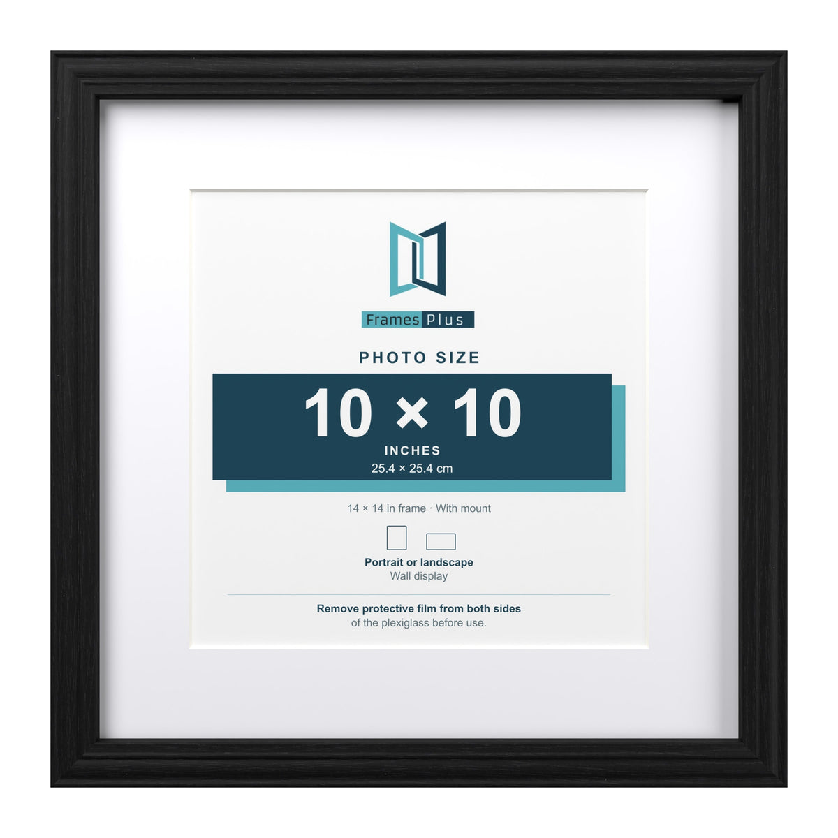 Devon Black 14 x 14 inch picture frame with a white mount for a 10 x 10 inch photo