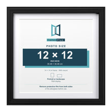 Devon Black 14 x 14 inch picture frame with a white mount for a 12 x 12 inch photo