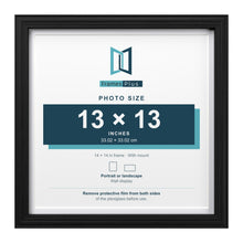 Devon Black 14 x 14 inch picture frame with a white mount for a 13 x 13 inch photo