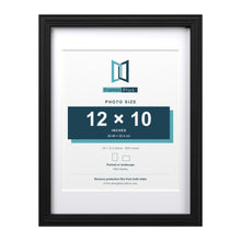 Devon Black 16 x 12 inch picture frame with a white mount for a 12 x 10 inch photo