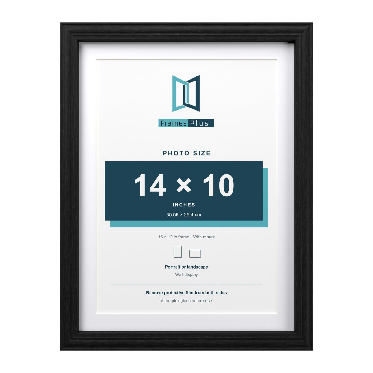 Devon Black 16 x 12 inch picture frame with a white mount for a 14 x 10 inch photo
