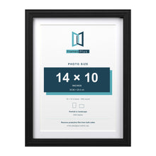 Devon Black 16 x 12 inch picture frame with a white mount for a 14 x 10 inch photo