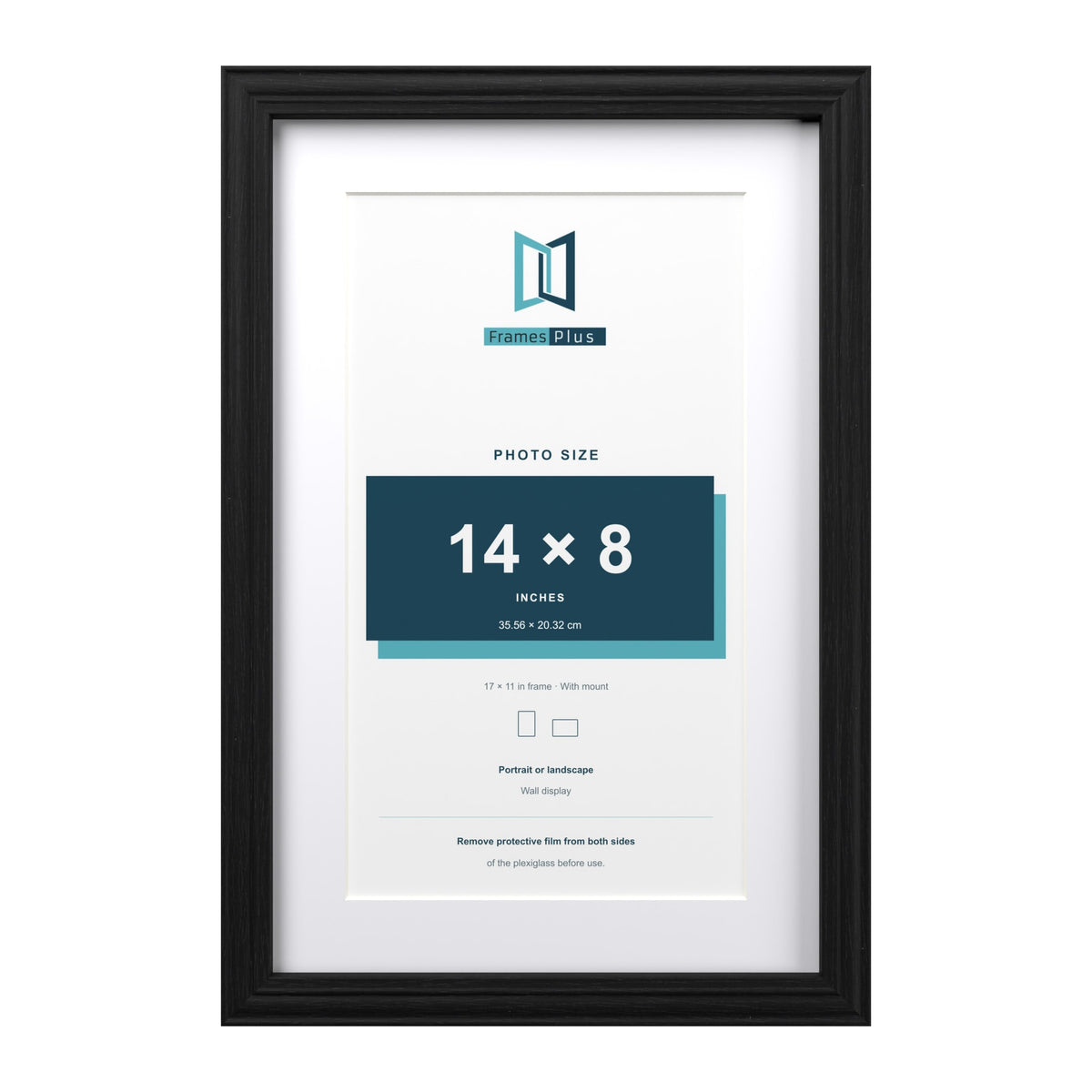 Devon Black 17 x 11 inch picture frame with a white mount for a 14 x 8 inch photo