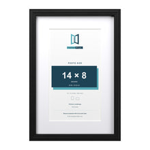 Devon Black 18 x 12 inch picture frame with a white mount for a 14 x 8 inch photo