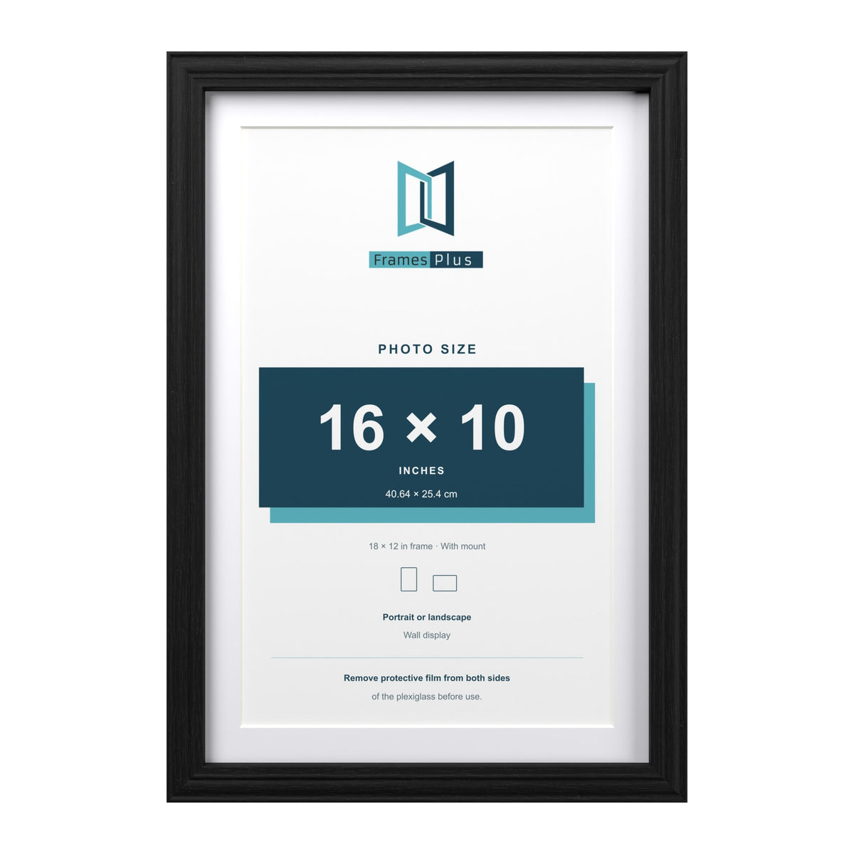 Devon Black 18 x 12 inch picture frame with a white mount for a 16 x 10 inch photo