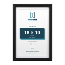 Devon Black 18 x 12 inch picture frame with a white mount for a 16 x 10 inch photo